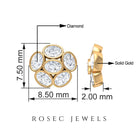 Oval Shaped Diamond Cluster Stud Earrings Diamond - ( HI-SI ) - Color and Clarity - Rosec Jewels