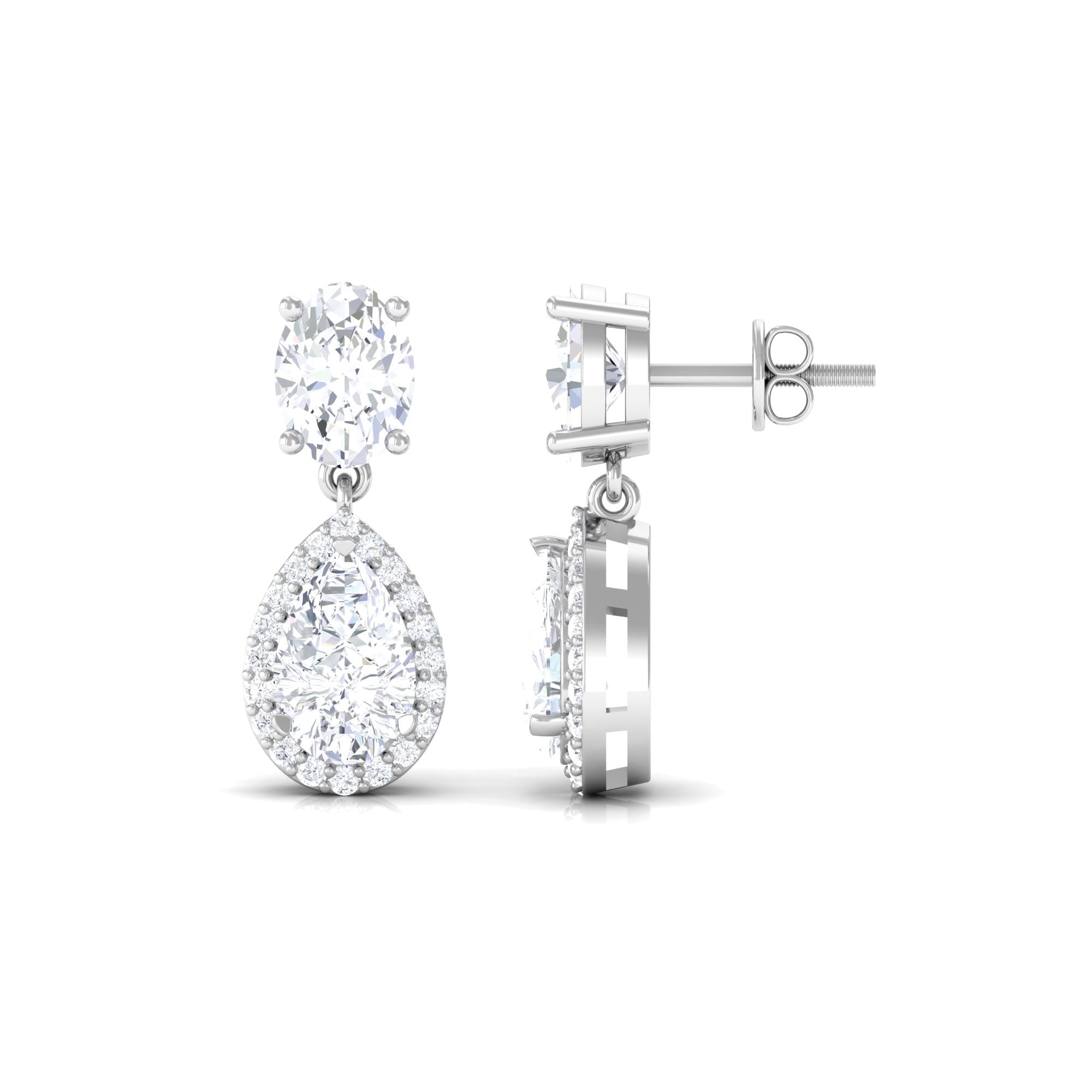 1 CT Cubic Zirconia Classic Dangle Earrings in Gold Zircon - ( AAAA ) - Quality - Rosec Jewels