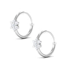 Floral Hoop Earrings with Diamond Diamond - ( HI-SI ) - Color and Clarity - Rosec Jewels