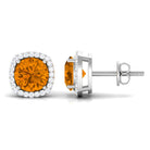 2.5 CT Round Shape Citrine and Diamond Halo Stud Earring Citrine - ( AAA ) - Quality - Rosec Jewels