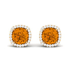 2.5 CT Round Shape Citrine and Diamond Halo Stud Earring Citrine - ( AAA ) - Quality - Rosec Jewels