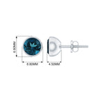 6 MM Bezel Set London Blue Topaz Solitaire Stud Earring London Blue Topaz - ( AAA ) - Quality - Rosec Jewels