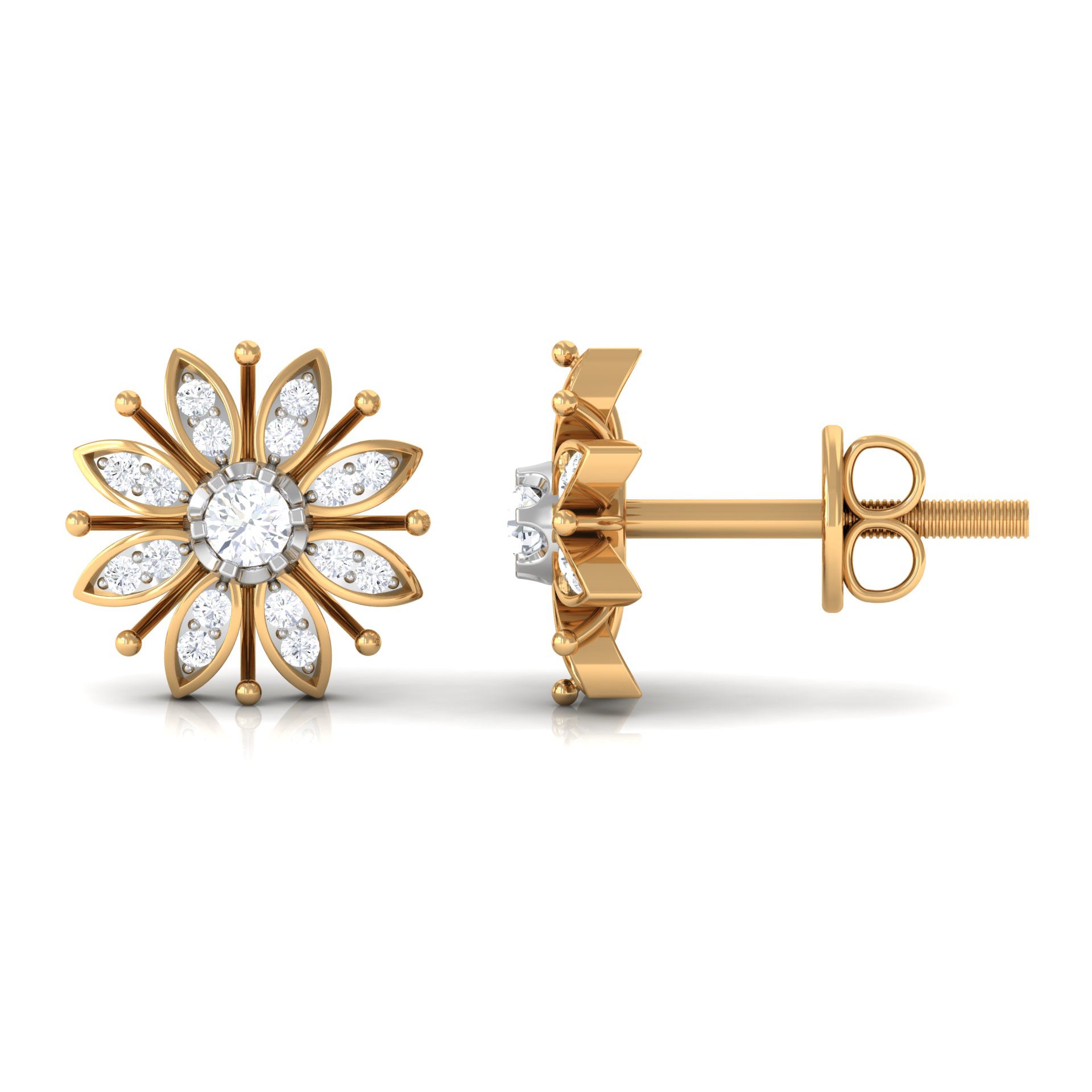 1/4 CT Contemporary Diamond Snowflake Stud Earrings Diamond - ( HI-SI ) - Color and Clarity - Rosec Jewels