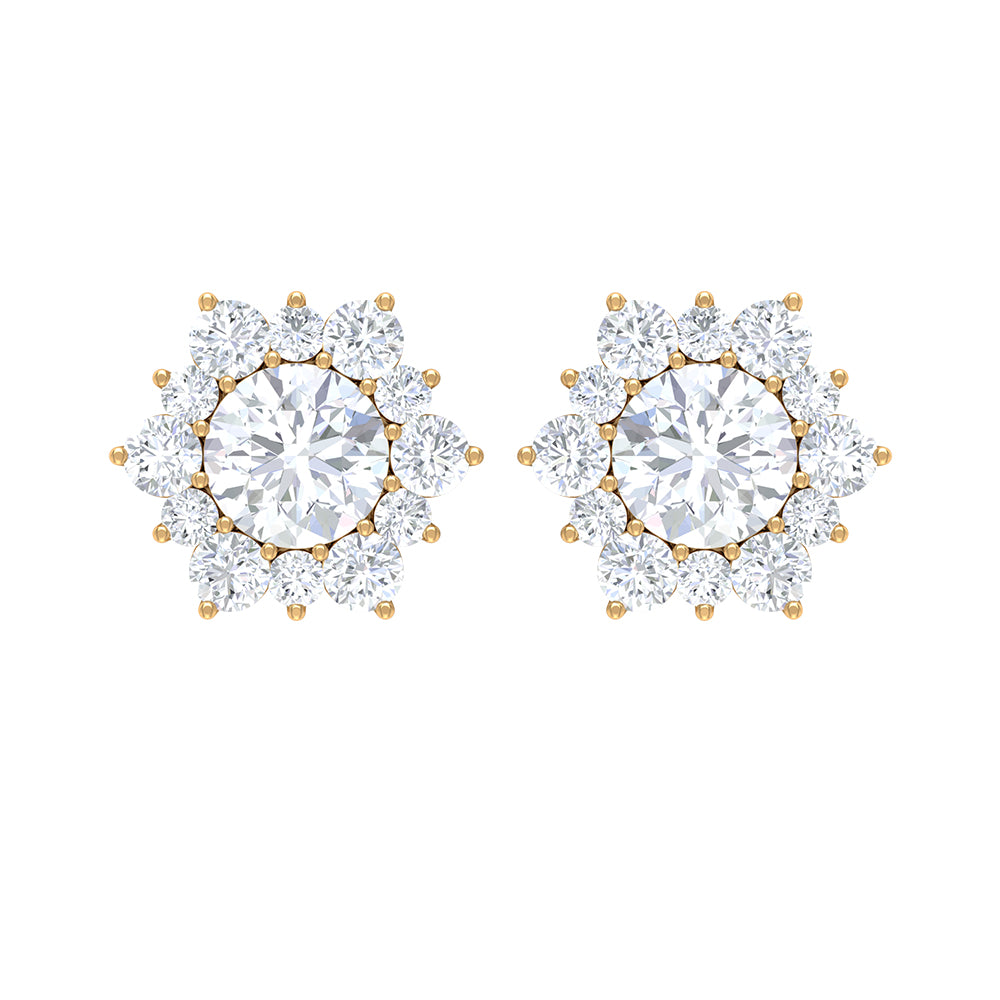 2.50 CT Halo Stud Earrings with Moissanite Moissanite - ( D-VS1 ) - Color and Clarity - Rosec Jewels