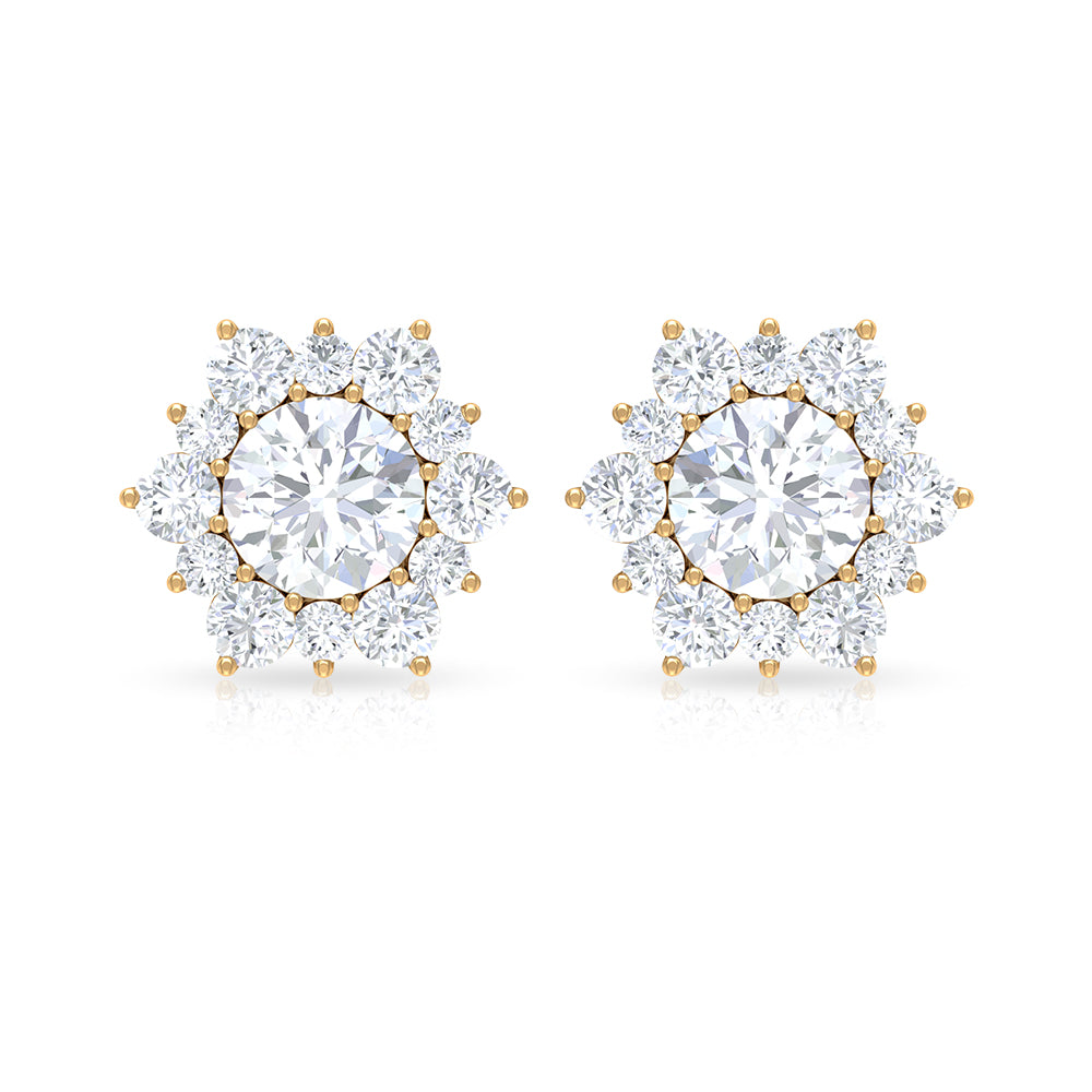 2.50 CT Halo Stud Earrings with Moissanite Moissanite - ( D-VS1 ) - Color and Clarity - Rosec Jewels