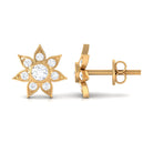 1/4 CT Diamond Flower Stud Earrings in Bezel Setting Diamond - ( HI-SI ) - Color and Clarity - Rosec Jewels