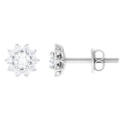 1/2 CT Natural Diamond Halo Stud Earrings in Gold Diamond - ( HI-SI ) - Color and Clarity - Rosec Jewels