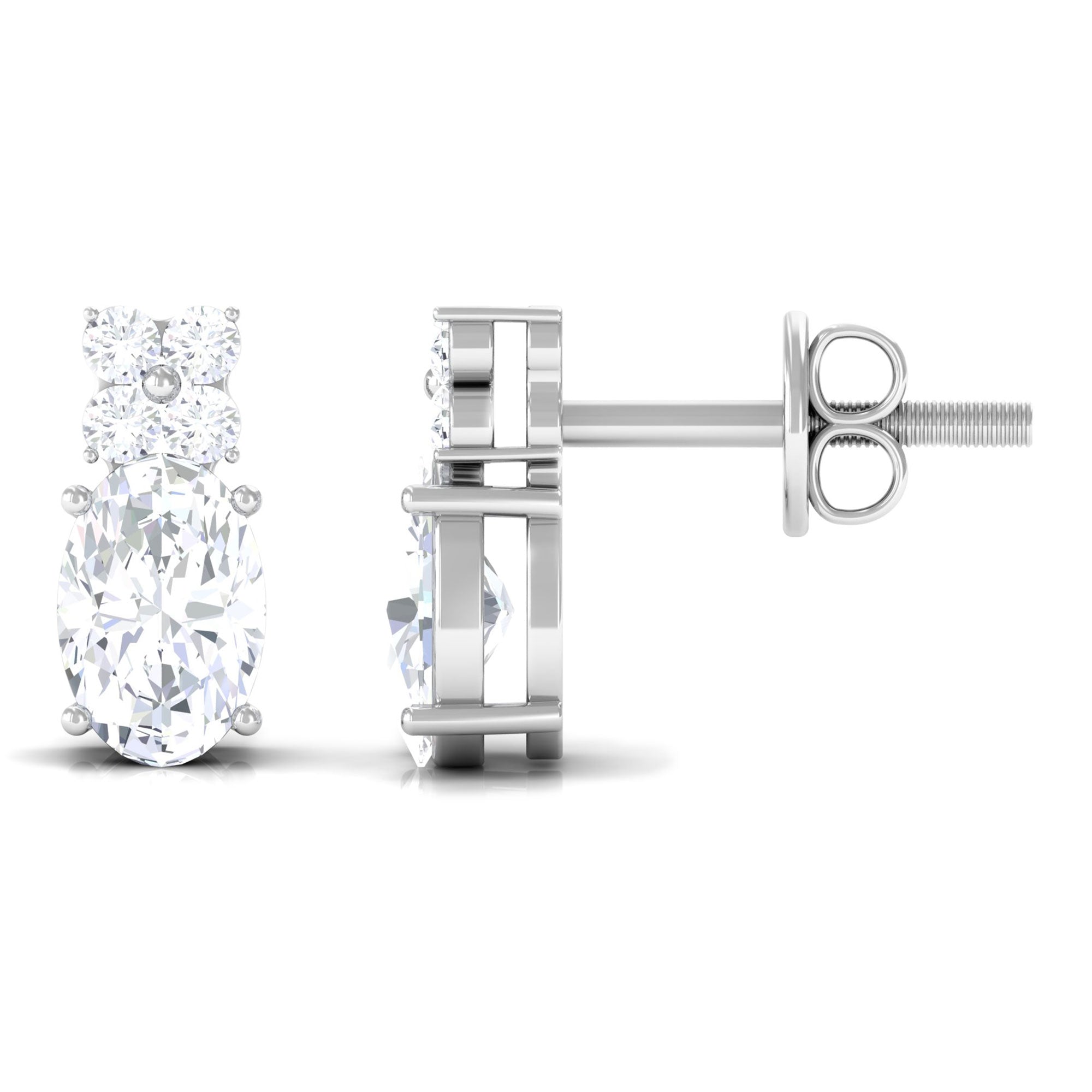 1.75 CT Certified Zircon Gold Stud Earrings in Prong Setting Zircon - ( AAAA ) - Quality - Rosec Jewels