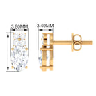 1.75 CT Certified Zircon Gold Stud Earrings in Prong Setting Zircon - ( AAAA ) - Quality - Rosec Jewels