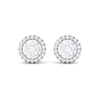 1.50 CT Round Cut Zircon Halo Stud Earrings in Gold Zircon - ( AAAA ) - Quality - Rosec Jewels