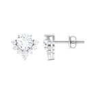 1.50 CT Round and Pear Cut Zircon Stud Earrings with Half Halo Zircon - ( AAAA ) - Quality - Rosec Jewels