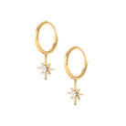 1/2 CT Zircon Gold Starburst Hoop Drop Earrings Zircon - ( AAAA ) - Quality - Rosec Jewels