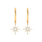 1/2 CT Zircon Gold Starburst Hoop Drop Earrings Zircon - ( AAAA ) - Quality - Rosec Jewels