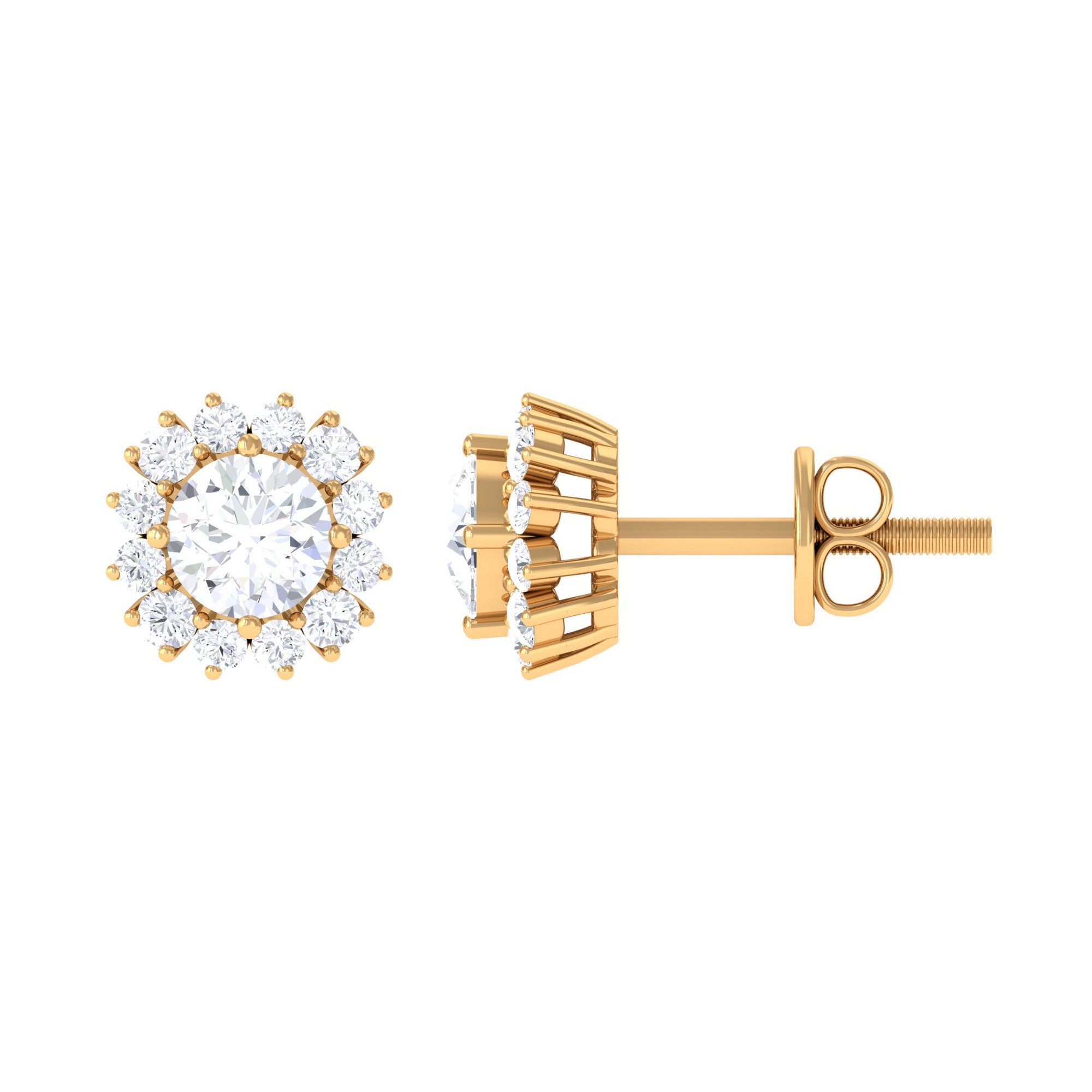 1.25 CT Zircon Minimal Halo Stud Earrings in Gold Zircon - ( AAAA ) - Quality - Rosec Jewels