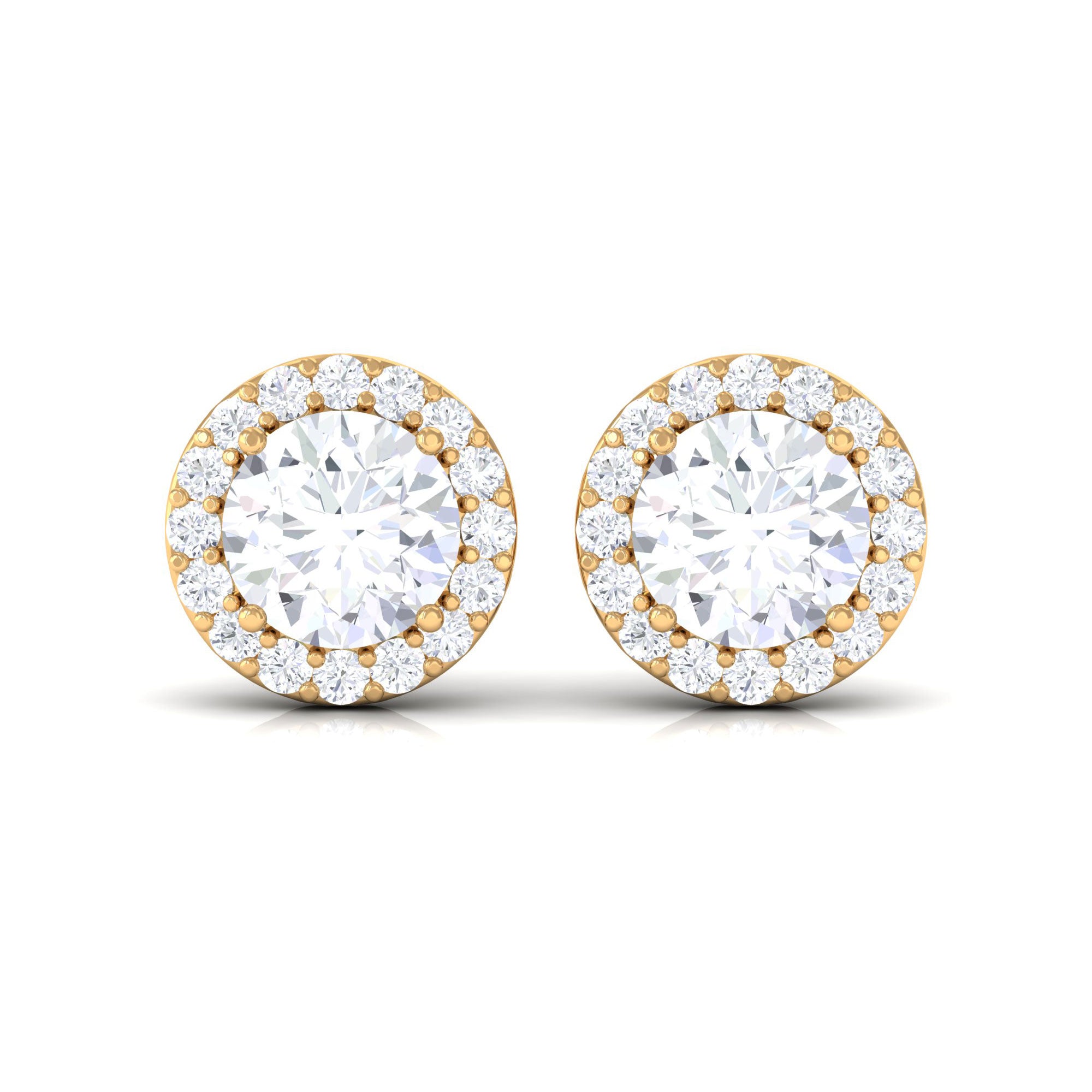 1.50 CT Certified Moissanite Stud Earrings with Halo Moissanite - ( D-VS1 ) - Color and Clarity - Rosec Jewels