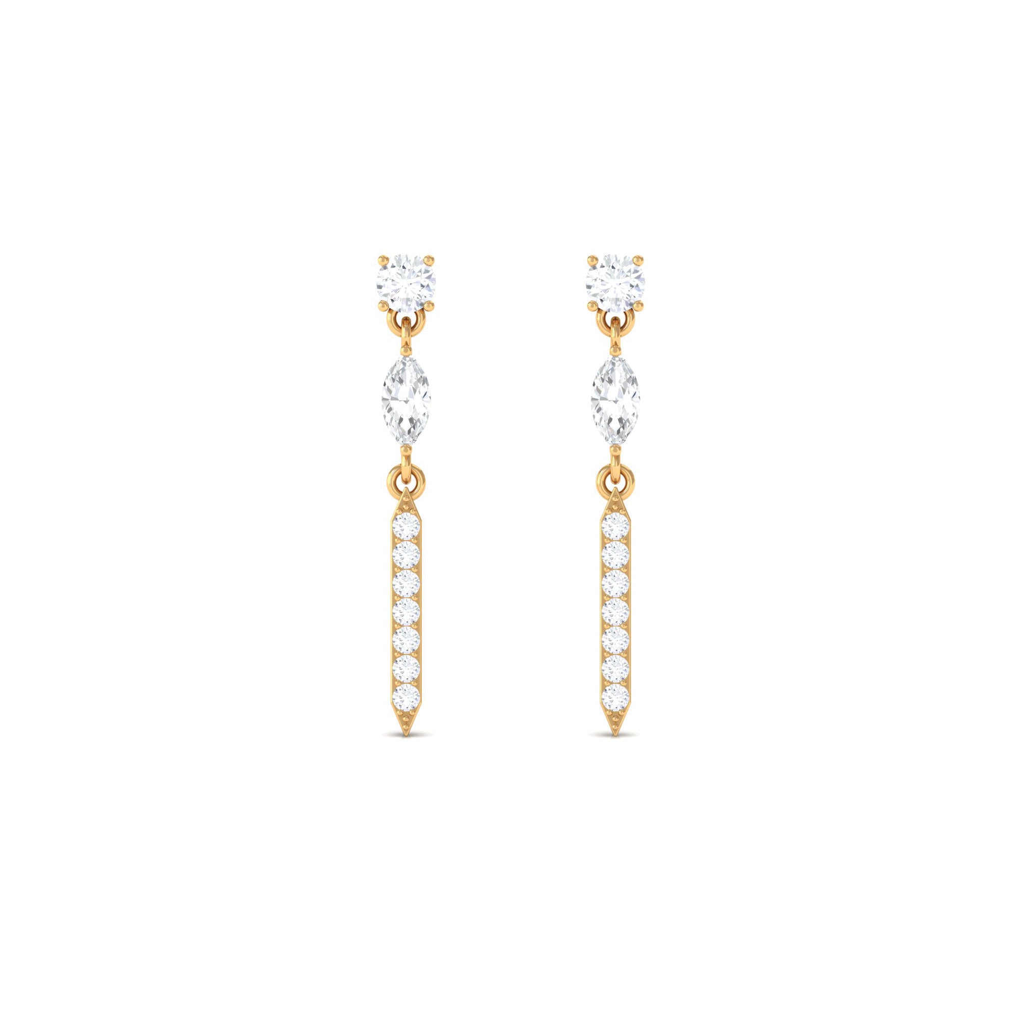 1 CT Marquise and Round Shape Zircon Dangle Earrings Zircon - ( AAAA ) - Quality - Rosec Jewels