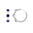 1.25 CT Bezel Set Blue Sapphire Hinged Hoop Earrings with Diamond Blue Sapphire - ( AAA ) - Quality - Rosec Jewels