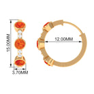 1 CT Bezel Set Orange Sapphire Three Stone Hoop Earrings with Diamond Orange Sapphire - ( AAA ) - Quality - Rosec Jewels