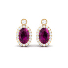 1.5 CT Oval Rhodolite and Diamond Halo Stud Earrings Rhodolite - ( AAA ) - Quality - Rosec Jewels