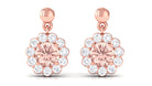 1 CT Real Morganite and Diamond Flower Halo Drop Earrings Morganite - ( AAA ) - Quality - Rosec Jewels