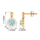 1 CT Real Aquamarine and Diamond Flower Halo Drop Earrings Aquamarine - ( AAA ) - Quality - Rosec Jewels