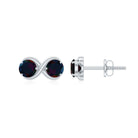 1 CT Simple Infinity Stud Earrings with Black Opal in Gold Black Opal - ( AAA ) - Quality - Rosec Jewels