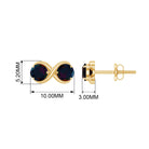 1 CT Simple Infinity Stud Earrings with Black Opal in Gold Black Opal - ( AAA ) - Quality - Rosec Jewels