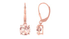 8 MM Cushion Cut Morganite Solitaire Drop Earrings with Lever Back Morganite - ( AAA ) - Quality - Rosec Jewels