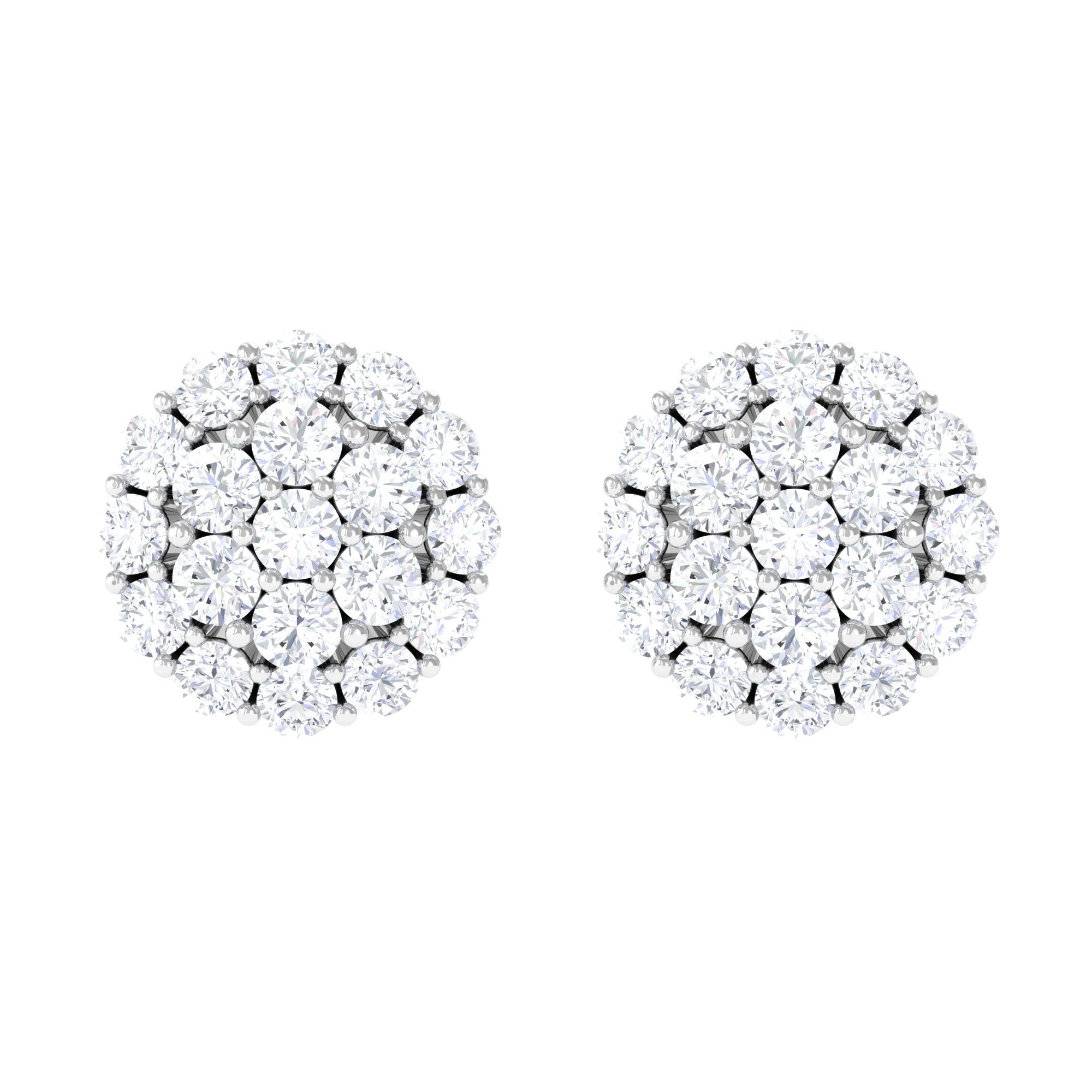 1.25 CT Real Diamond Cluster Stud Earrings Diamond - ( HI-SI ) - Color and Clarity - Rosec Jewels