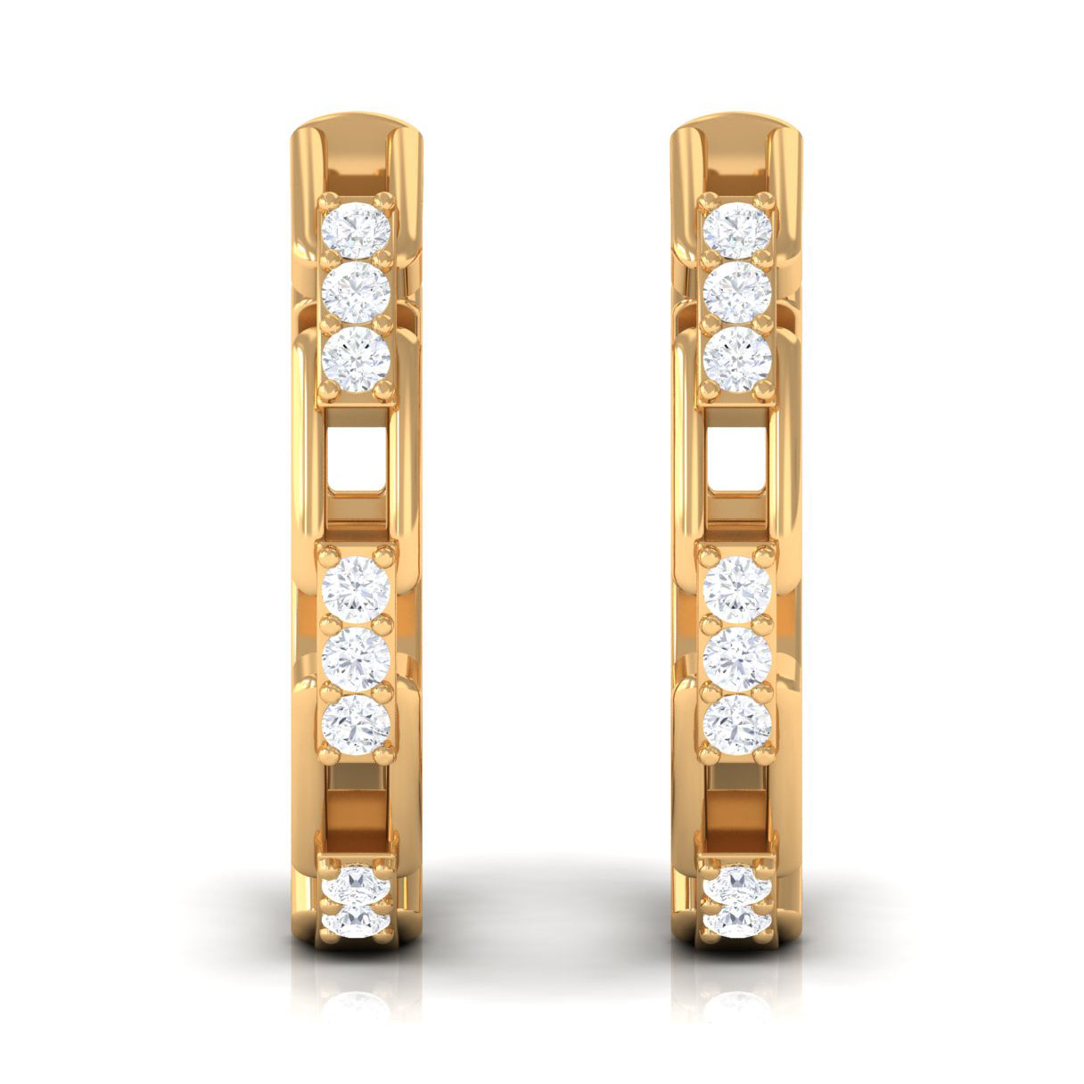 1/4 CT Diamond Gold Simple Hinged Hoop Earrings Diamond - ( HI-SI ) - Color and Clarity - Rosec Jewels