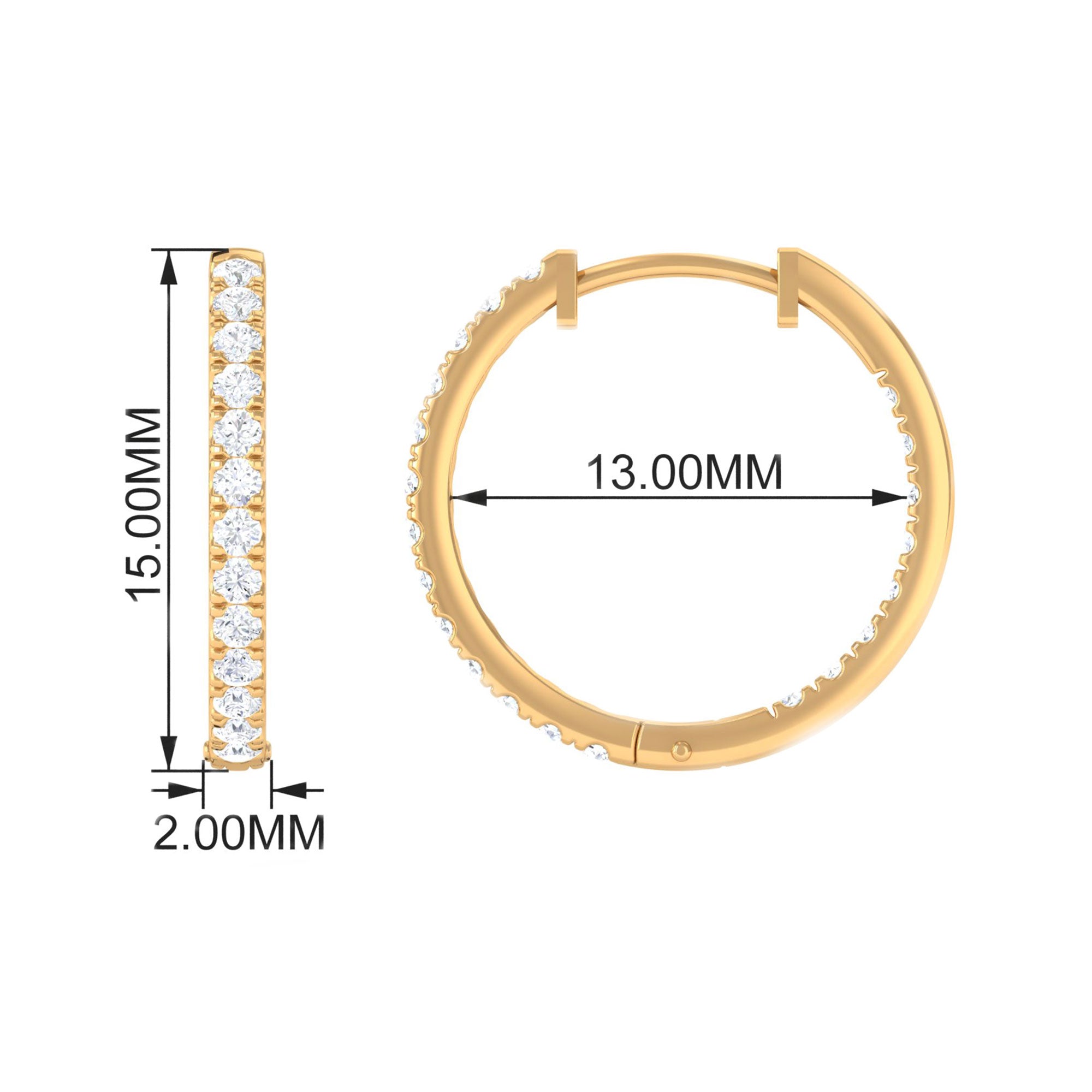 1/2 CT Round Diamond Simple Hinged Hoop Earrings Diamond - ( HI-SI ) - Color and Clarity - Rosec Jewels