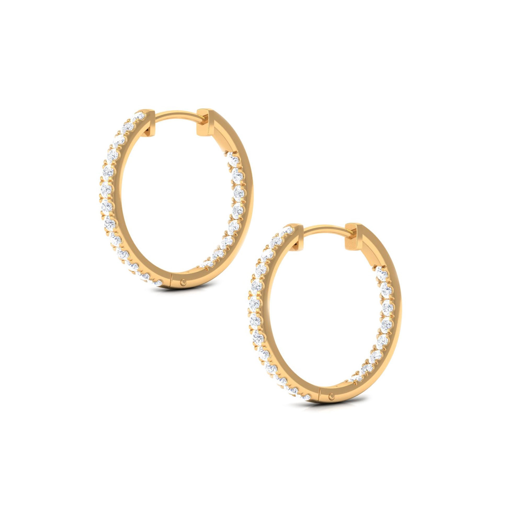 1/2 CT Round Diamond Simple Hinged Hoop Earrings Diamond - ( HI-SI ) - Color and Clarity - Rosec Jewels