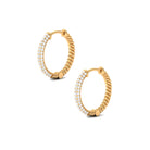 1/2 CT Pave Set Round Diamond Minimal Hinged Hoop Earrings Diamond - ( HI-SI ) - Color and Clarity - Rosec Jewels