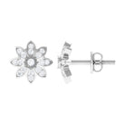 1/4 CT Natural Diamond Gold Flower Stud Earrings Diamond - ( HI-SI ) - Color and Clarity - Rosec Jewels