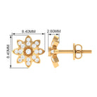 1/4 CT Natural Diamond Gold Flower Stud Earrings Diamond - ( HI-SI ) - Color and Clarity - Rosec Jewels