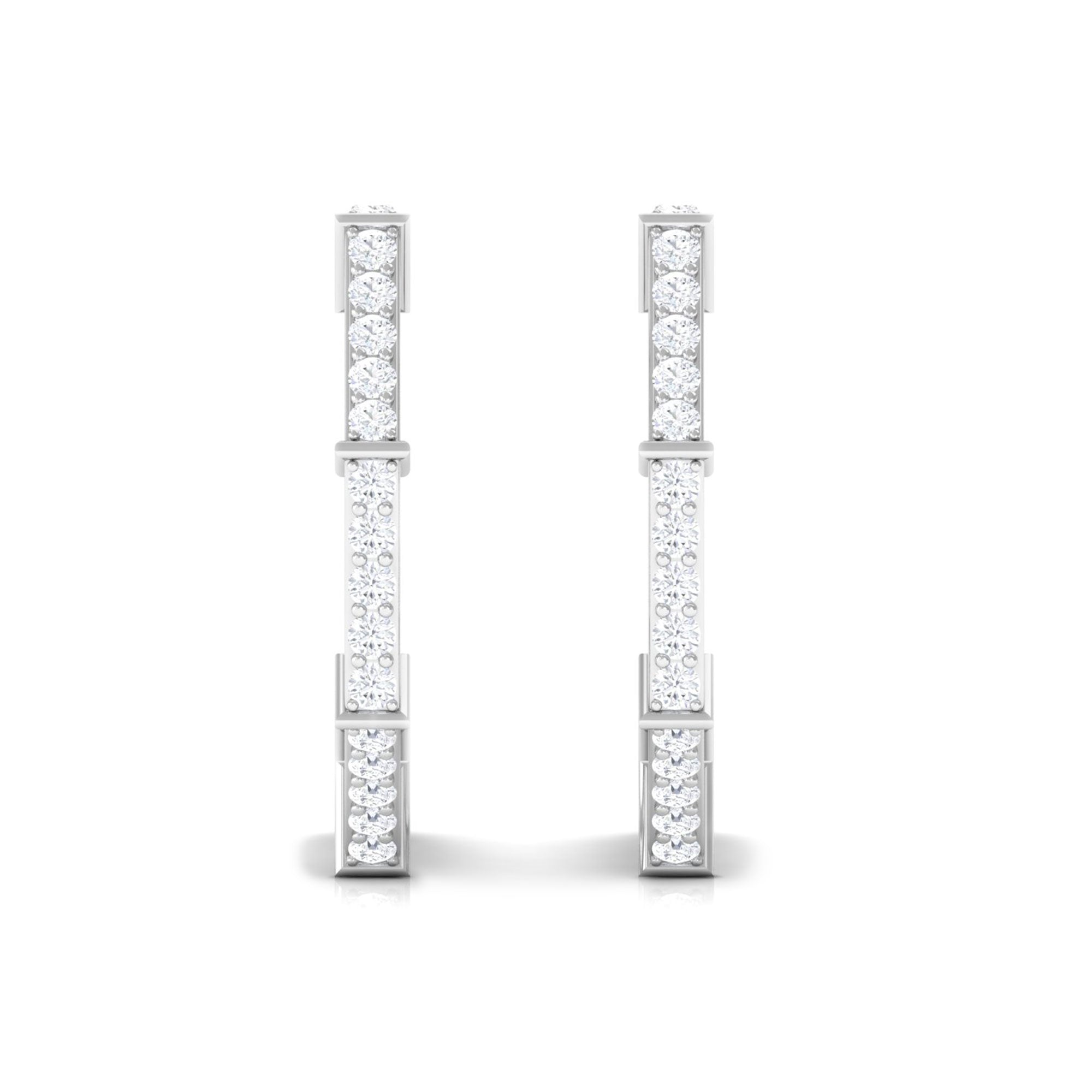 1/2 CT Pave Set Diamond Half Hoop Earrings Diamond - ( HI-SI ) - Color and Clarity - Rosec Jewels