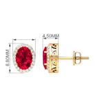 3.25 CT Created Ruby and Diamond Halo Stud Earrings Lab Created Ruby - ( AAAA ) - Quality - Rosec Jewels