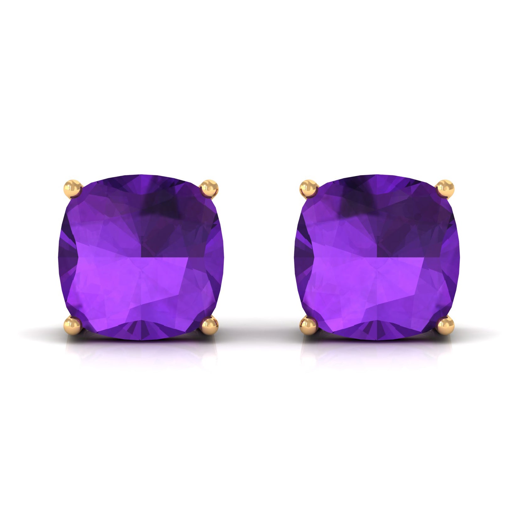 2.50 CT Cushion Cut Amethyst Solitaire Stud Earring Amethyst - ( AAA ) - Quality - Rosec Jewels