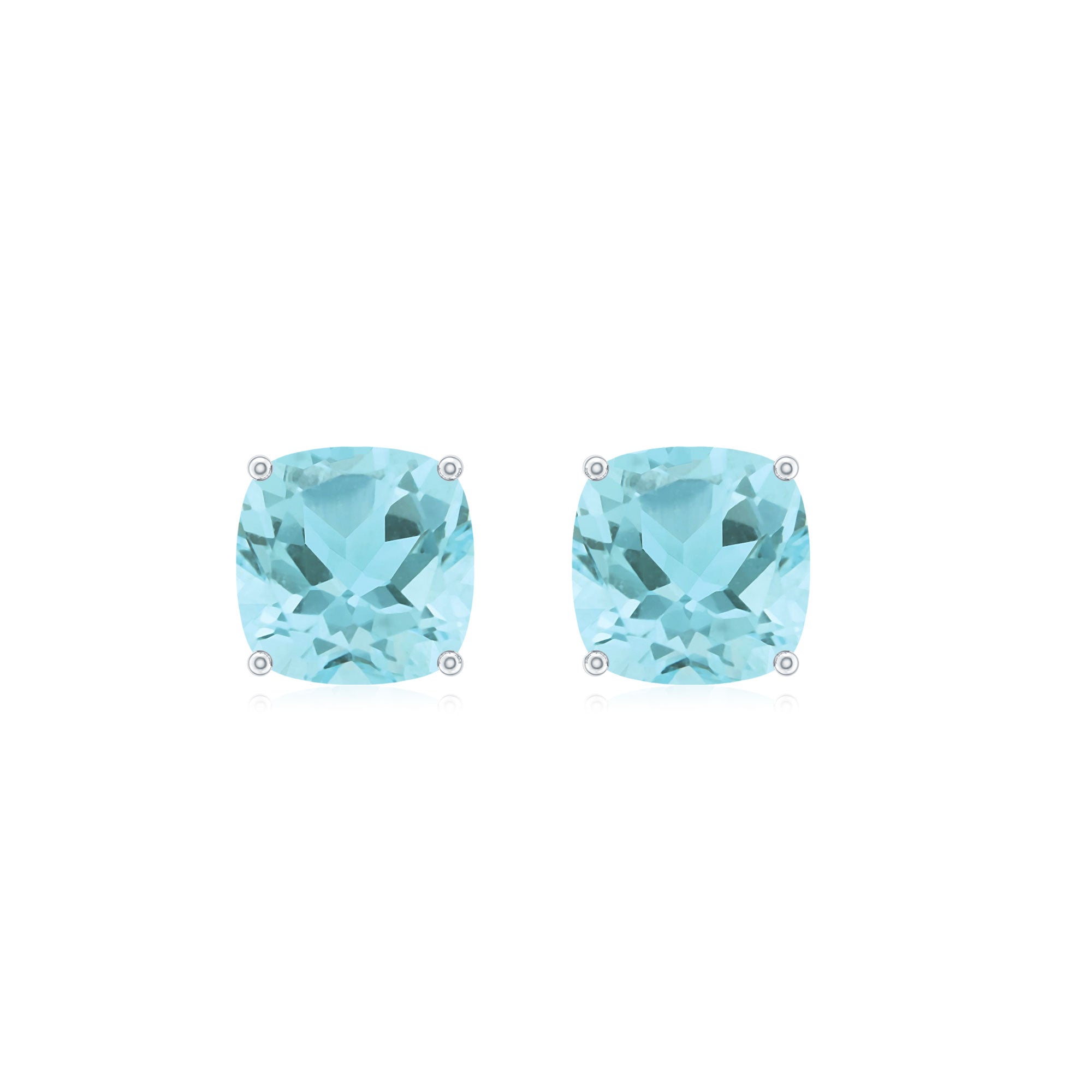 4.25 CT Cushion Cut Sky Blue Topaz Solitaire Stud Earrings in Prong Setting Sky Blue Topaz - ( AAA ) - Quality - Rosec Jewels