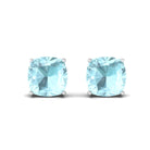 4.25 CT Cushion Cut Sky Blue Topaz Solitaire Stud Earrings in Prong Setting Sky Blue Topaz - ( AAA ) - Quality - Rosec Jewels