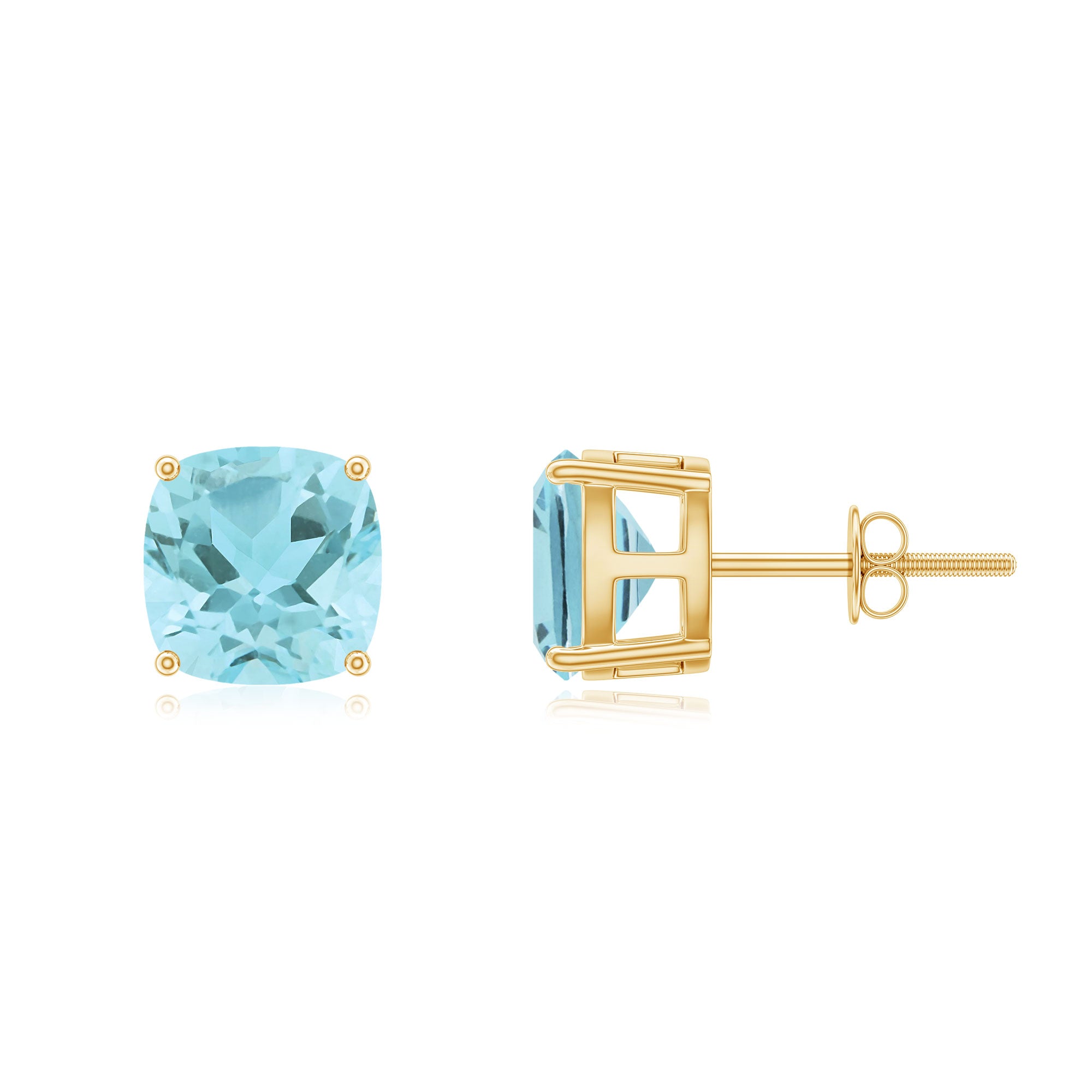 4.25 CT Cushion Cut Sky Blue Topaz Solitaire Stud Earrings in Prong Setting Sky Blue Topaz - ( AAA ) - Quality - Rosec Jewels