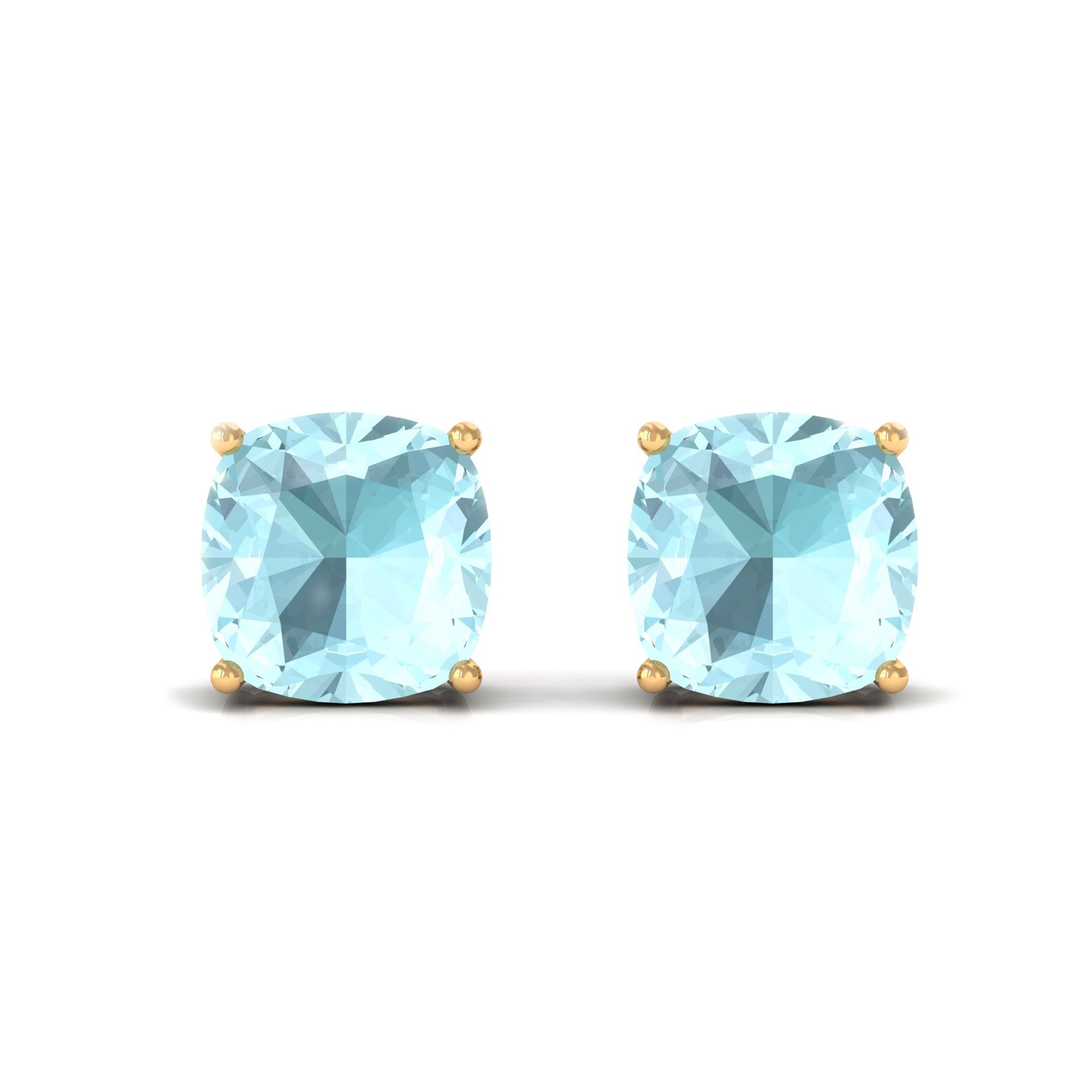 4.25 CT Cushion Cut Sky Blue Topaz Solitaire Stud Earrings in Prong Setting Sky Blue Topaz - ( AAA ) - Quality - Rosec Jewels