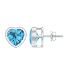 Bezel Set Swiss Blue Topaz Heart Stud Earrings Swiss Blue Topaz - ( AAA ) - Quality - Rosec Jewels