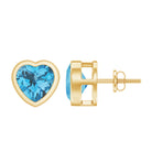 Bezel Set Swiss Blue Topaz Heart Stud Earrings Swiss Blue Topaz - ( AAA ) - Quality - Rosec Jewels