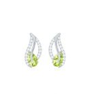 1/2 CT Pear Shape Peridot and Diamond Leaf Stud Earrings Peridot - ( AAA ) - Quality - Rosec Jewels