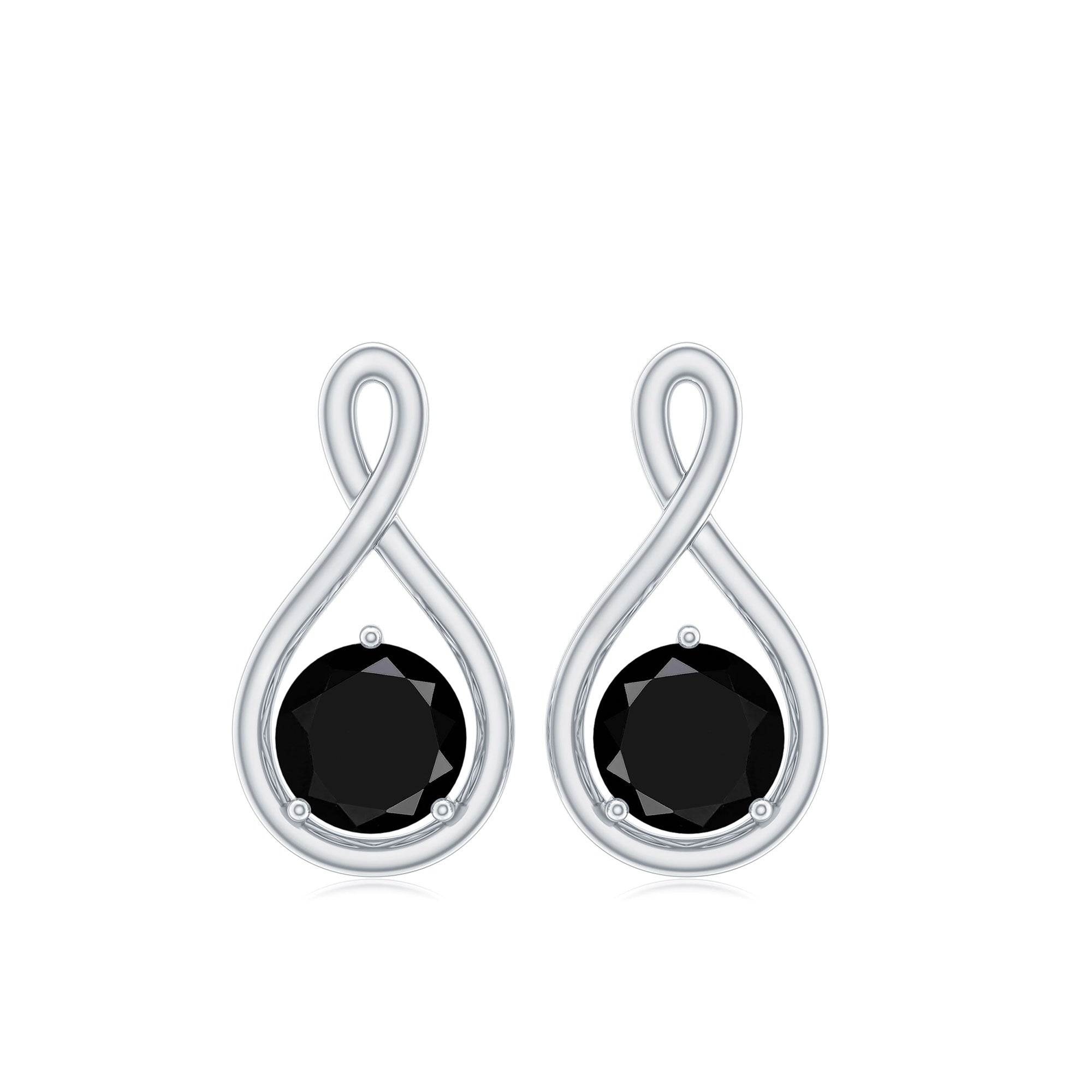 0.50 CT Round Cut Black Onyx Infinity Stud Earrings Black Onyx - ( AAA ) - Quality - Rosec Jewels