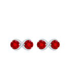 1.50 CT Two Stone Infinity Stud Earrings with Created Ruby for Women Lab Created Ruby - ( AAAA ) - Quality - Rosec Jewels