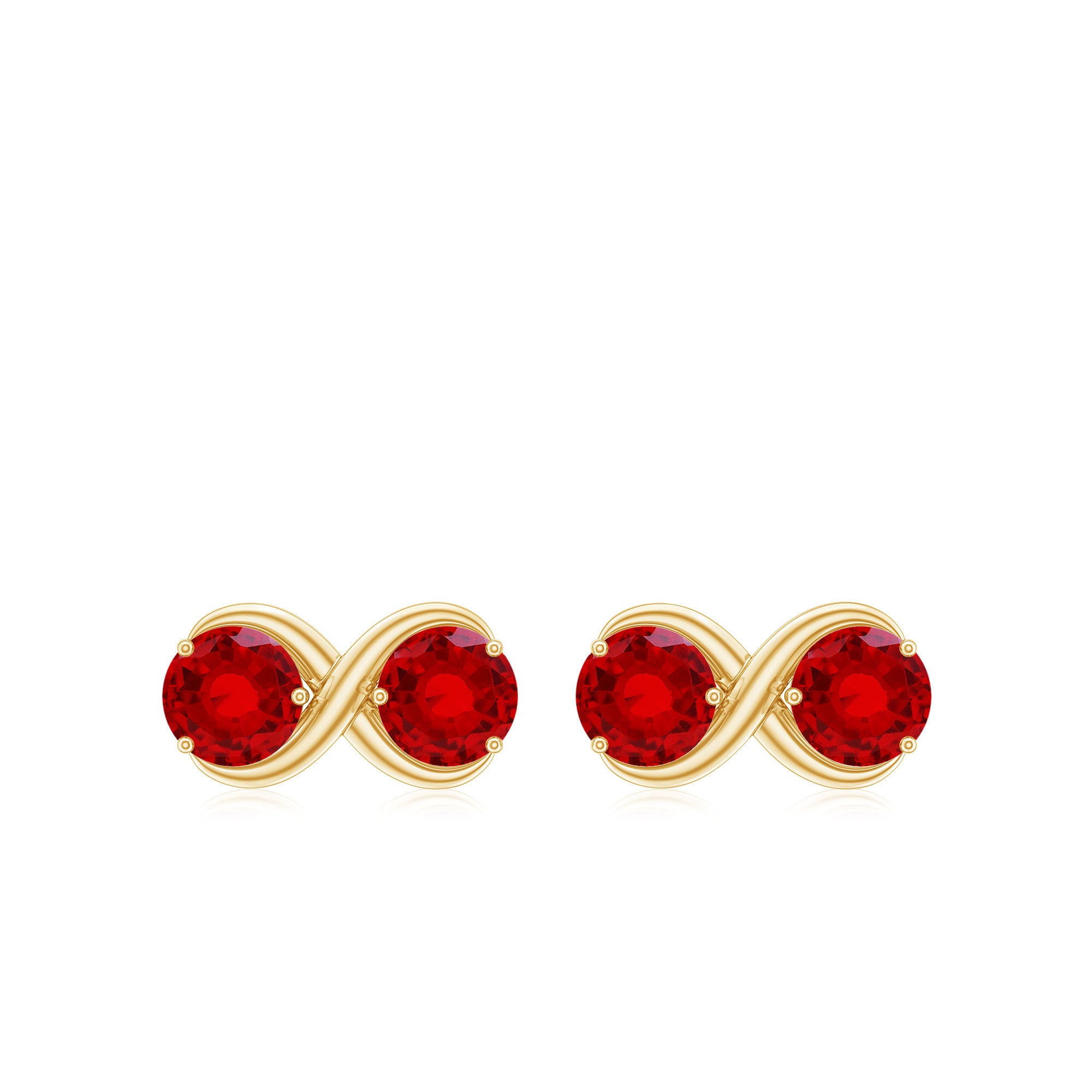 1.50 CT Two Stone Infinity Stud Earrings with Created Ruby for Women Lab Created Ruby - ( AAAA ) - Quality - Rosec Jewels