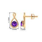 Round Cut Amethyst Solitaire Infinity Stud Earrings Amethyst - ( AAA ) - Quality - Rosec Jewels