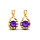 Round Cut Amethyst Solitaire Infinity Stud Earrings Amethyst - ( AAA ) - Quality - Rosec Jewels